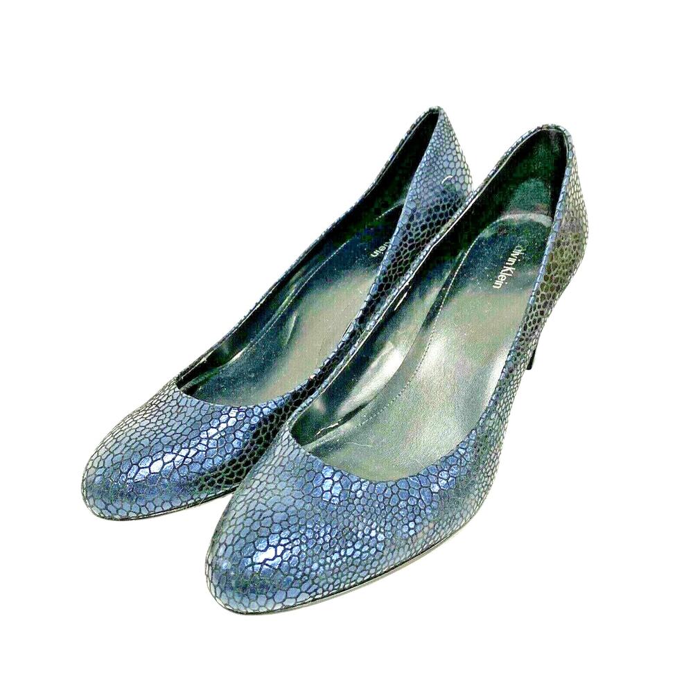 Calvin Klein Babe High Heels Pumps Ladies Navy Blue Career Shoes US 10M FLAW